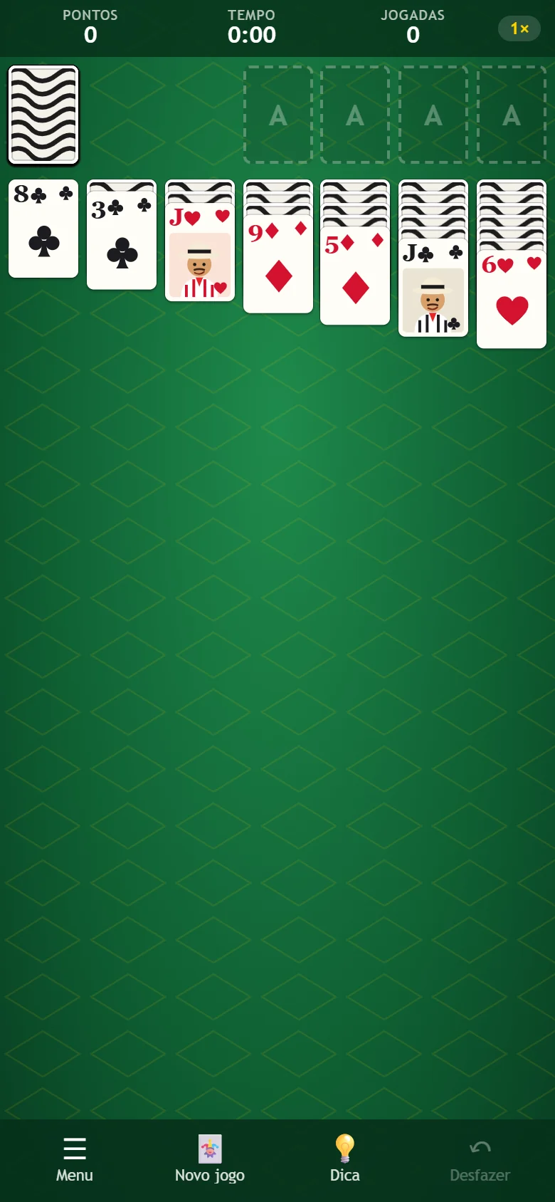 Partida de paciência — captura real do jogo